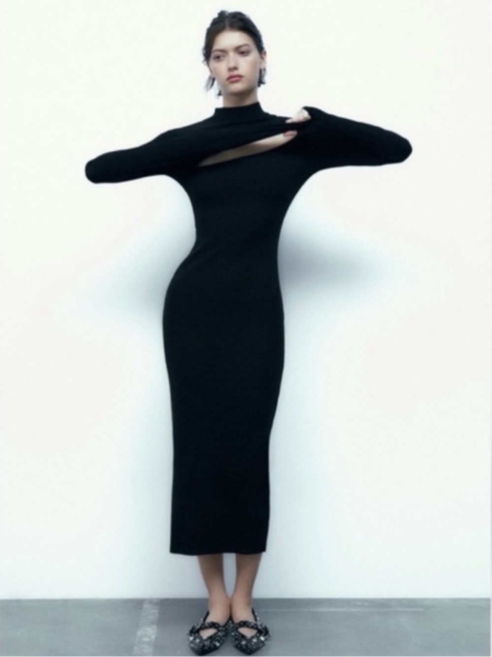 Zara black cut out dress size small